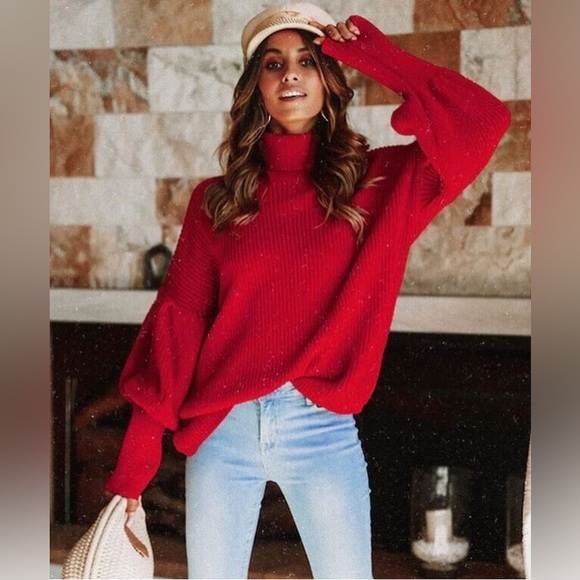 Vici Sweaters - Vici Red Turtleneck Sweater